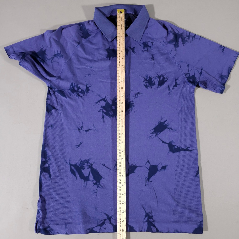 Fabletics Polo Shirt Mens Medium Purple Tie Dye Short Sleeve Athletic Top - Picture 4 of 5